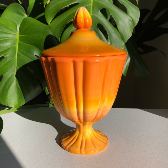 LE SMITH Glass Bittersweet Orange Covered Compote - Picture 3 of 15